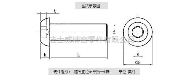 美国进口圆头内六角螺丝规格